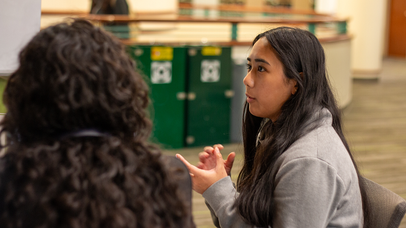 student talking with advisor