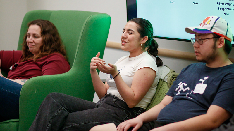 students participating on a panel