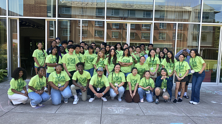 group of oregon young scholars program participants smiling and happy